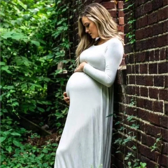 chinese dress ladies Harlow Elegant V Neck Ruffles Long Sleeve Maternity Dress for Photosho main image 0